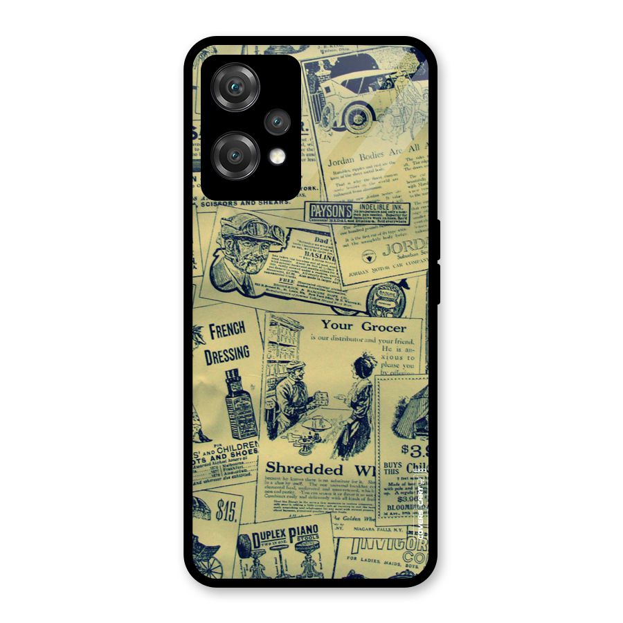 Vintage Newspaper Cutouts Glass Back Case for OnePlus Nord CE 2 Lite 5G