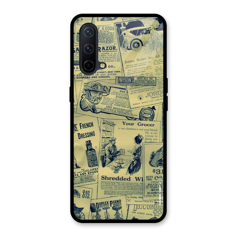 Vintage Newspaper Cutouts Glass Back Case for OnePlus Nord CE 5G