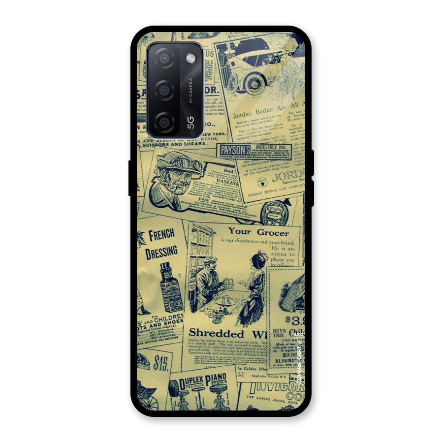 Vintage Newspaper Cutouts Glass Back Case for Oppo A53s 5G