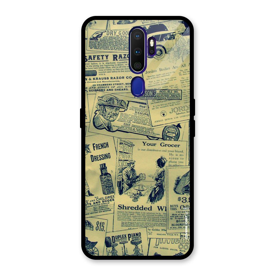 Vintage Newspaper Cutouts Glass Back Case for Oppo A9 (2020)