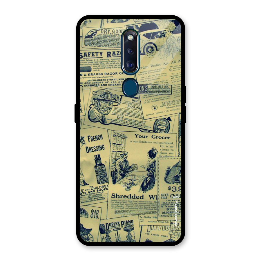 Vintage Newspaper Cutouts Glass Back Case for Oppo F11 Pro