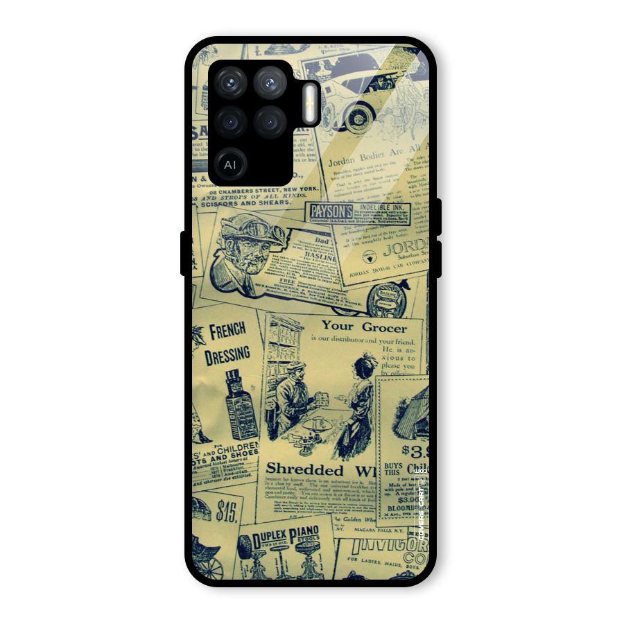 Vintage Newspaper Cutouts Glass Back Case for Oppo F19 Pro