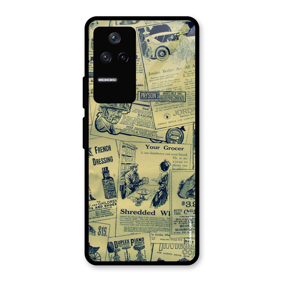 Vintage Newspaper Cutouts Glass Back Case for Poco F4 5G