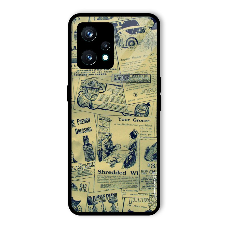 Vintage Newspaper Cutouts Glass Back Case for Realme 9 Pro Plus 5G