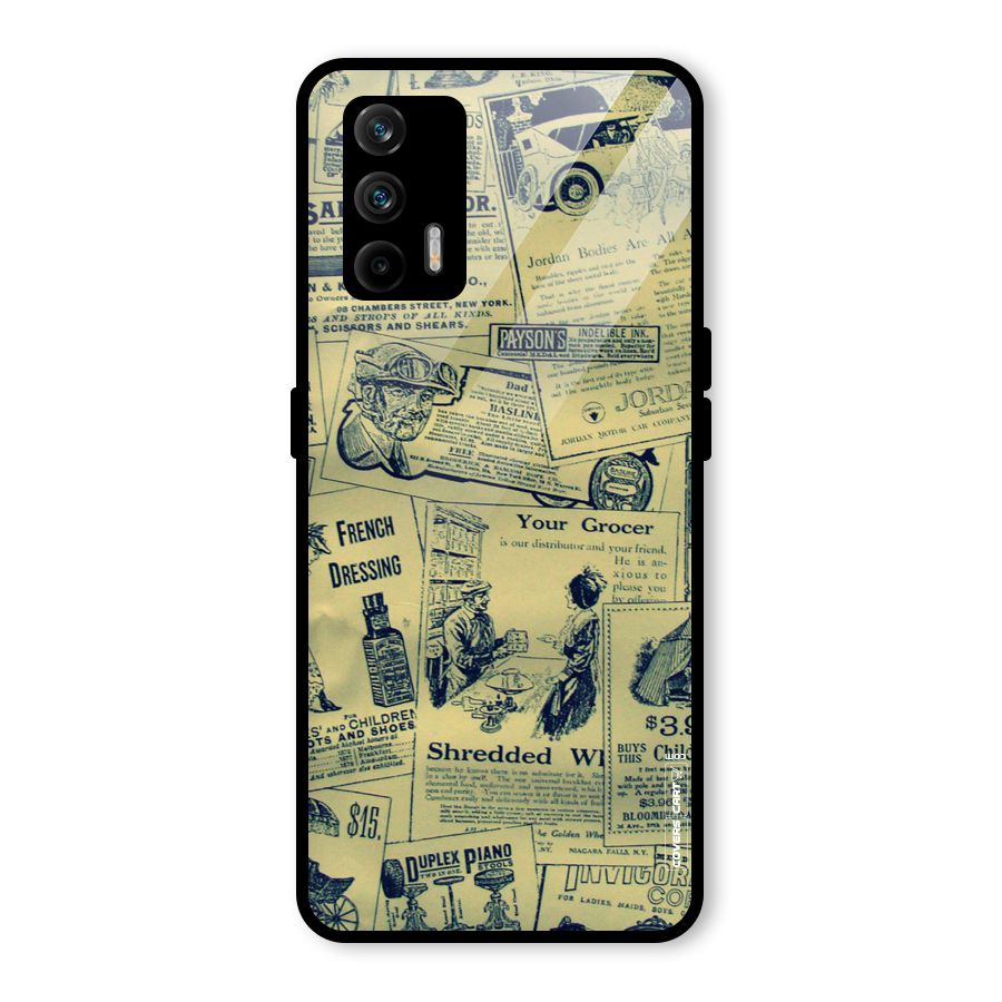 Vintage Newspaper Cutouts Glass Back Case for Realme GT 5G