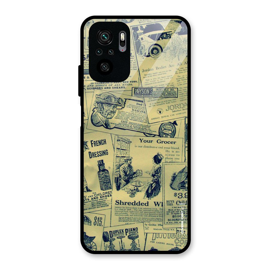 Vintage Newspaper Cutouts Glass Back Case for Redmi Note 10S