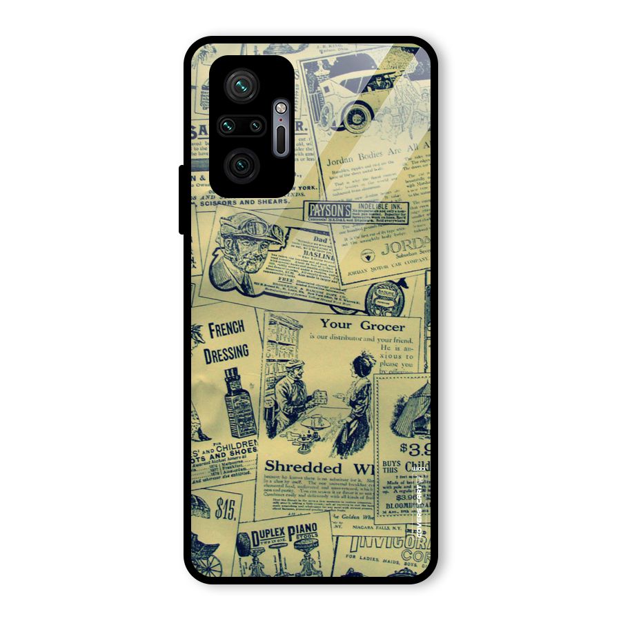 Vintage Newspaper Cutouts Glass Back Case for Redmi Note 10 Pro
