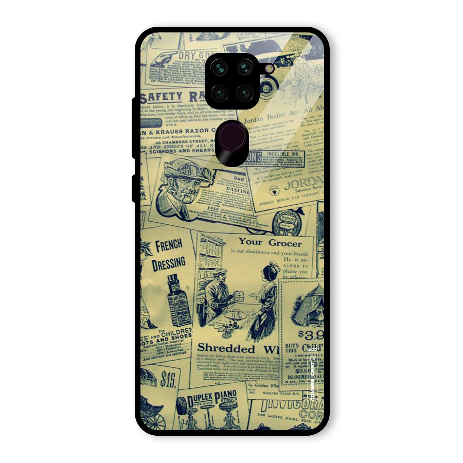 Vintage Newspaper Cutouts Glass Back Case for Redmi Note 9
