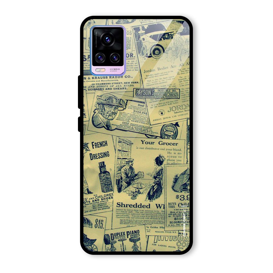 Vintage Newspaper Cutouts Glass Back Case for Vivo V20 Pro