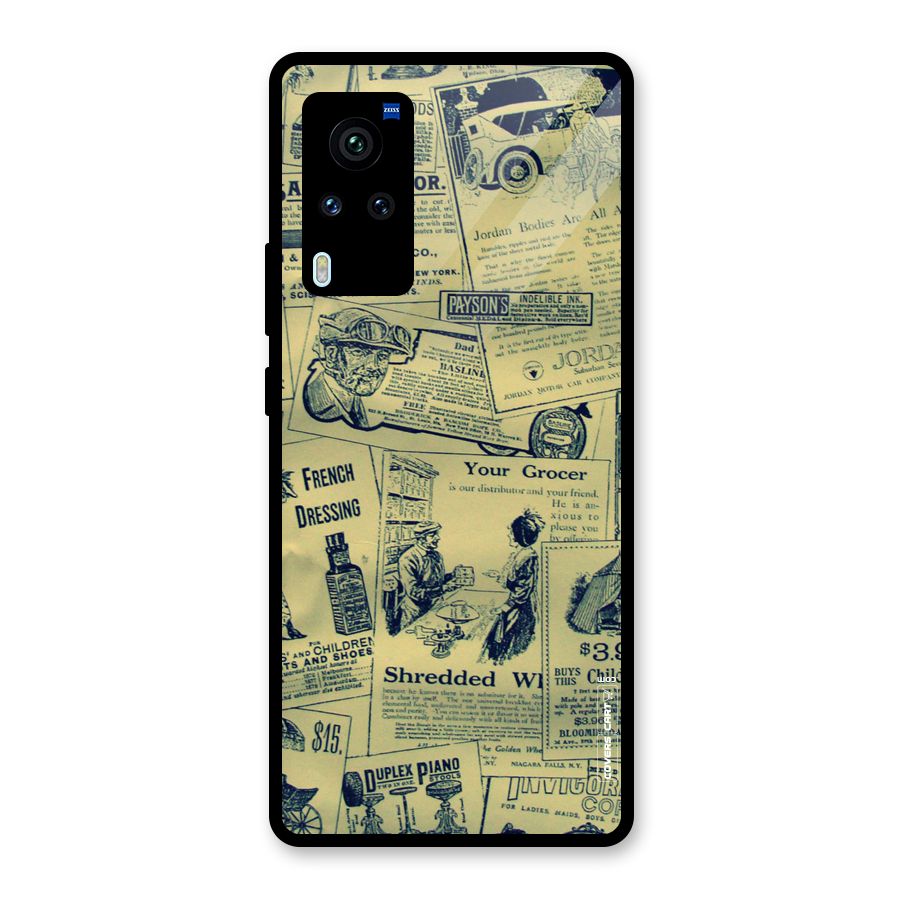 Vintage Newspaper Cutouts Glass Back Case for Vivo X60 Pro