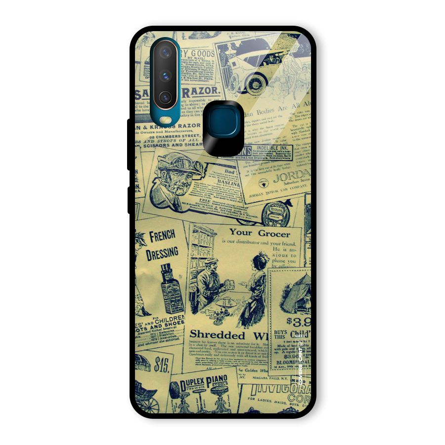 Vintage Newspaper Cutouts Glass Back Case for Vivo Y15