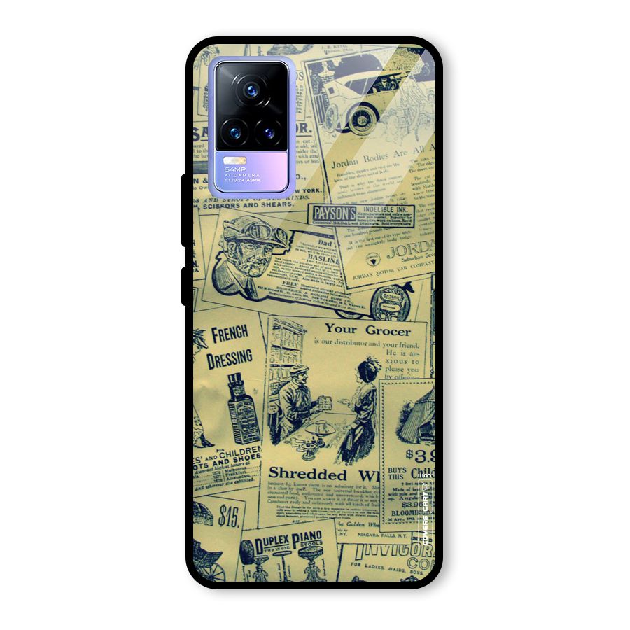 Vintage Newspaper Cutouts Glass Back Case for Vivo Y73