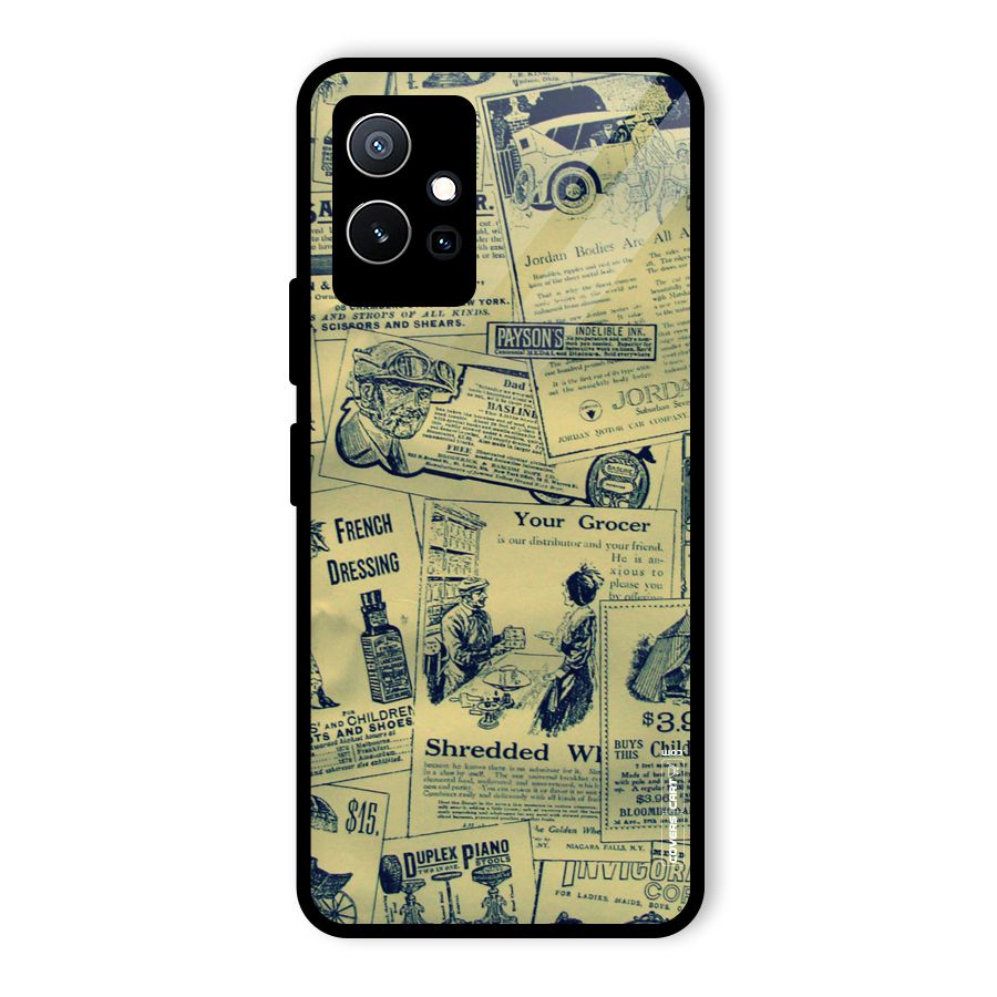 Vintage Newspaper Cutouts Glass Back Case for Vivo iQOO Z6