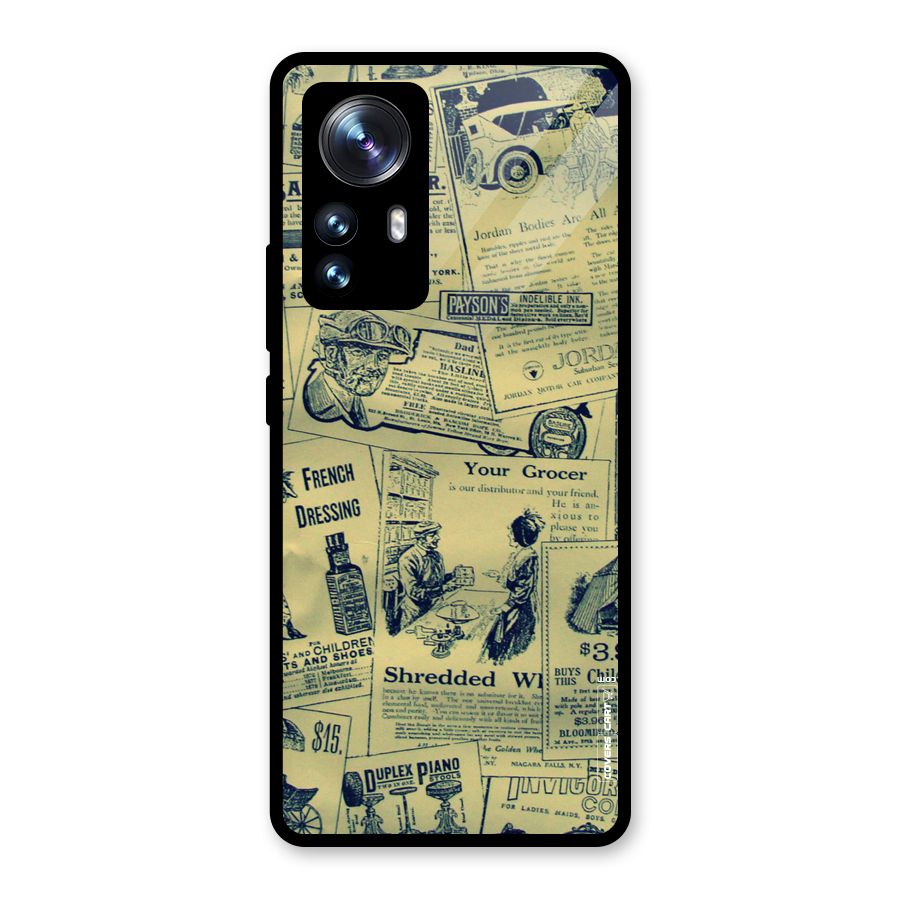 Vintage Newspaper Cutouts Glass Back Case for Xiaomi 12 Pro