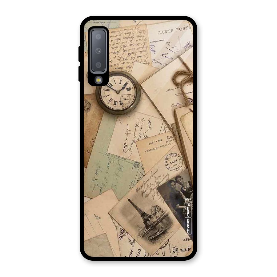 Vintage Postcards Glass Back Case for Galaxy A7 (2018)