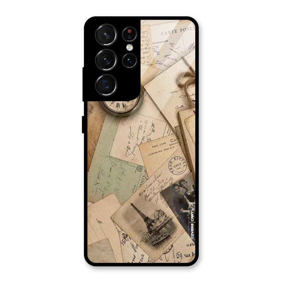 Vintage Postcards Glass Back Case for Galaxy S21 Ultra 5G