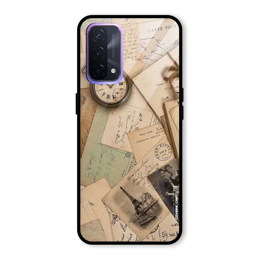 Vintage Postcards Glass Back Case for Oppo A74 5G