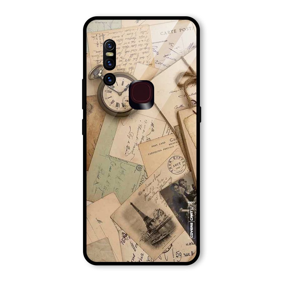 Vintage Postcards Glass Back Case for Vivo V15