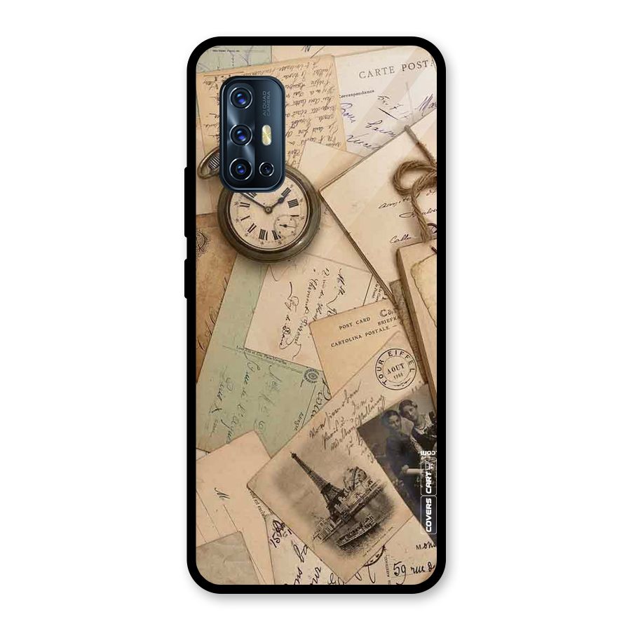 Vintage Postcards Glass Back Case for Vivo V17