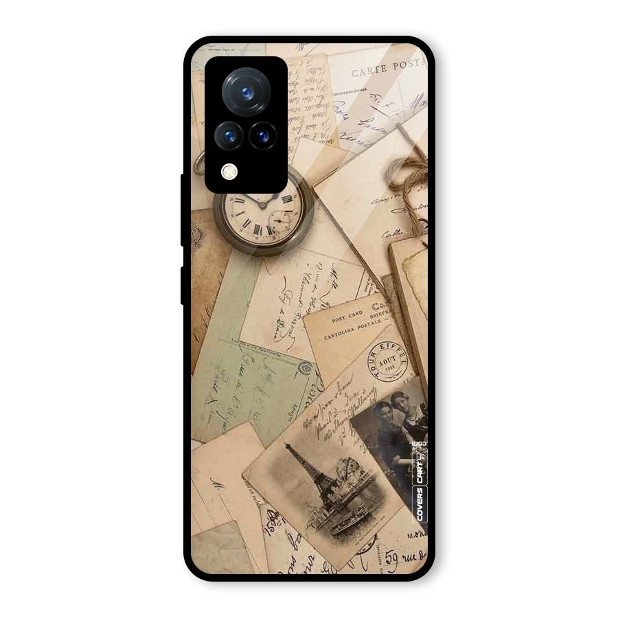 Vintage Postcards Glass Back Case for Vivo V21 5G
