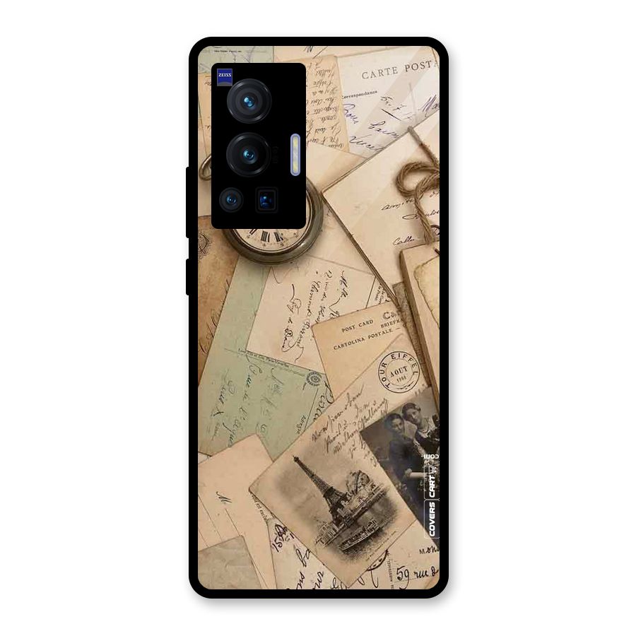 Vintage Postcards Glass Back Case for Vivo X70 Pro