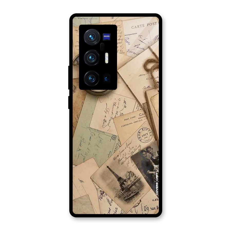 Vintage Postcards Glass Back Case for Vivo X70 Pro Plus