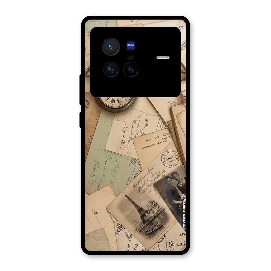 Vintage Postcards Glass Back Case for Vivo X80