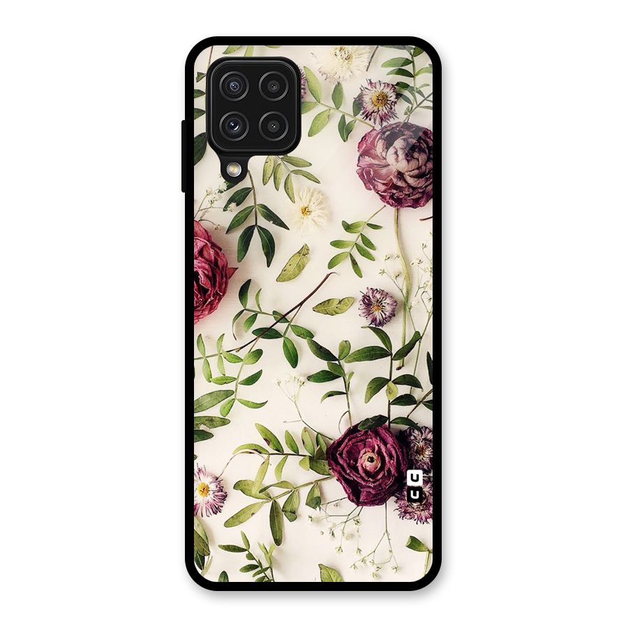 Vintage Rust Floral Glass Back Case for Galaxy A22 4G
