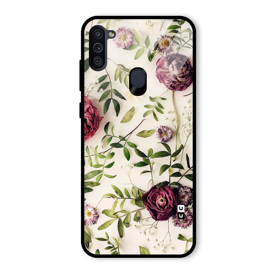 Vintage Rust Floral Glass Back Case for Galaxy M11