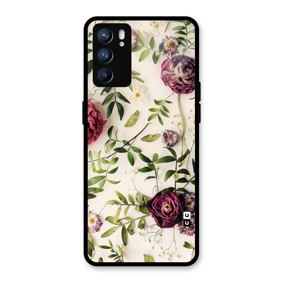 Vintage Rust Floral Glass Back Case for Oppo Reno6 5G