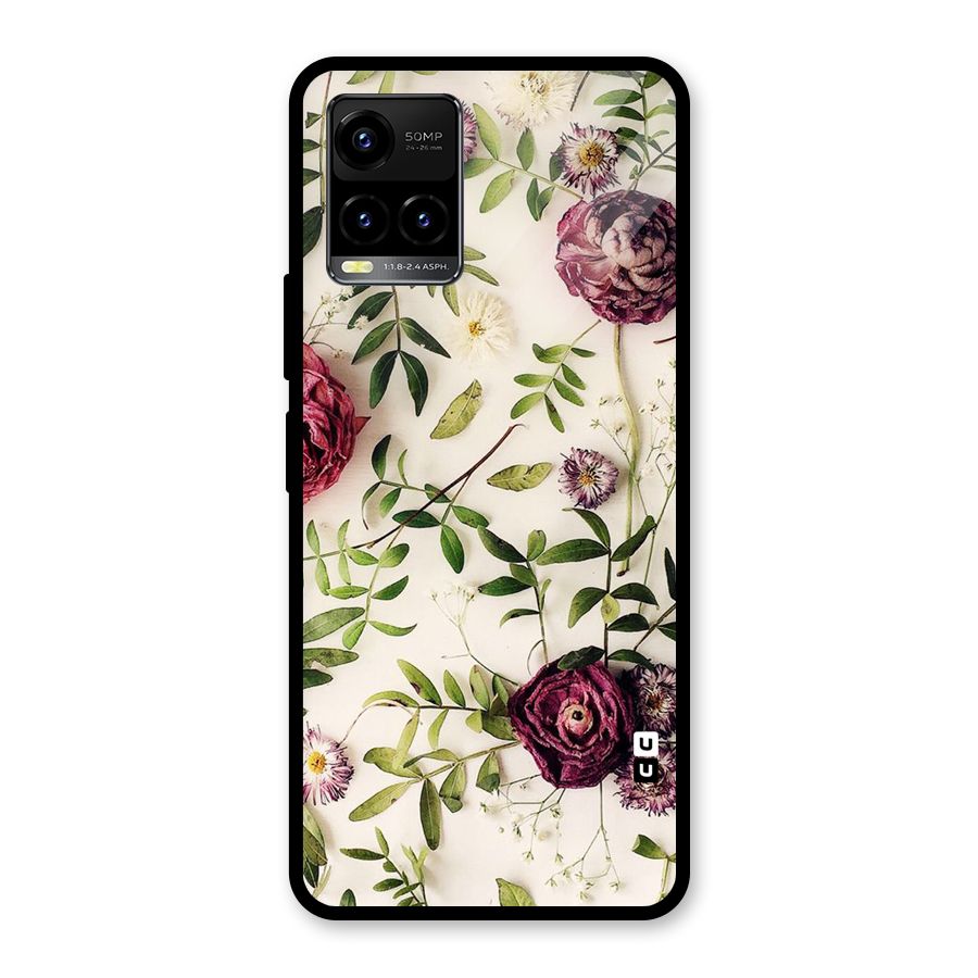 Vintage Rust Floral Glass Back Case for Vivo Y21A