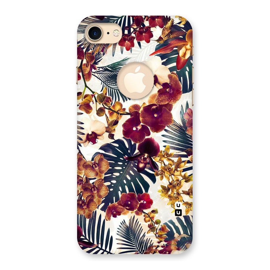 Vintage Rustic Flowers Back Case for iPhone 7 Logo Cut