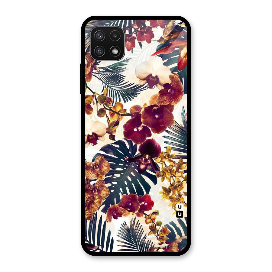 Vintage Rustic Flowers Glass Back Case for Galaxy A22 5G