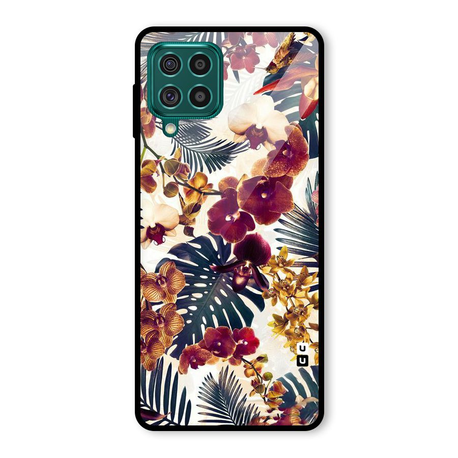 Vintage Rustic Flowers Glass Back Case for Galaxy F62