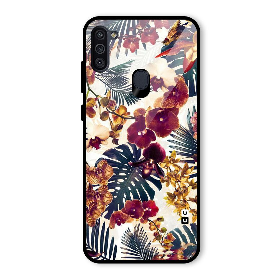Vintage Rustic Flowers Glass Back Case for Galaxy M11