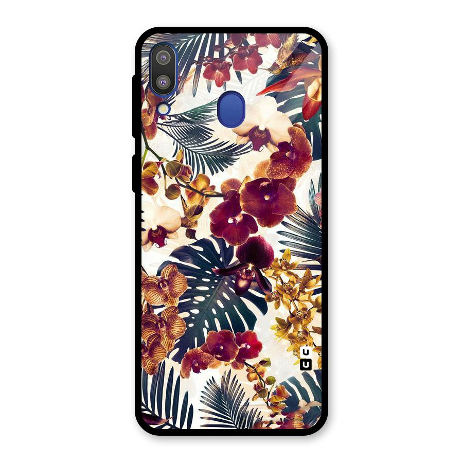 Vintage Rustic Flowers Glass Back Case for Galaxy M20