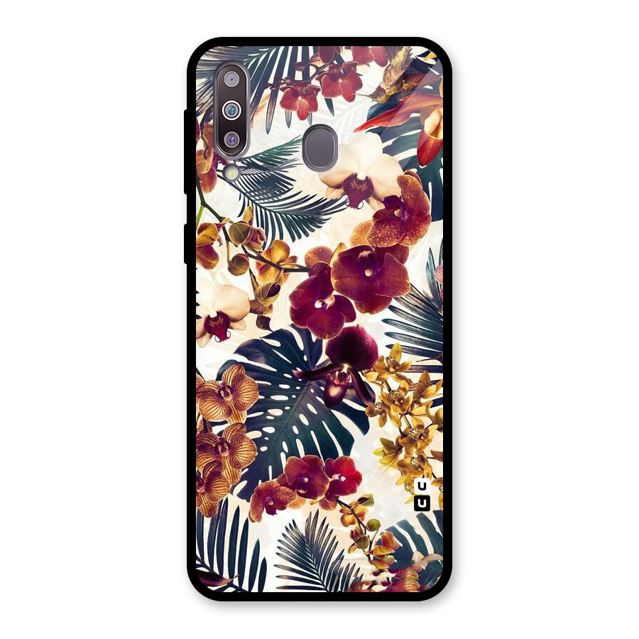 Vintage Rustic Flowers Glass Back Case for Galaxy M30