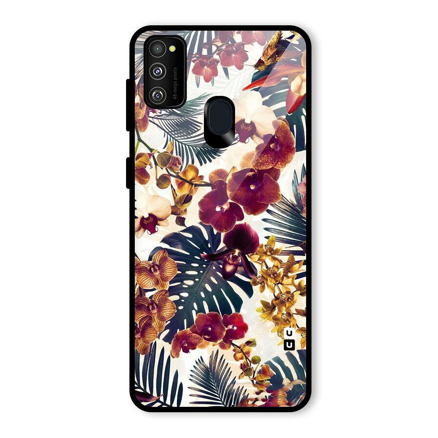 Vintage Rustic Flowers Glass Back Case for Galaxy M30s