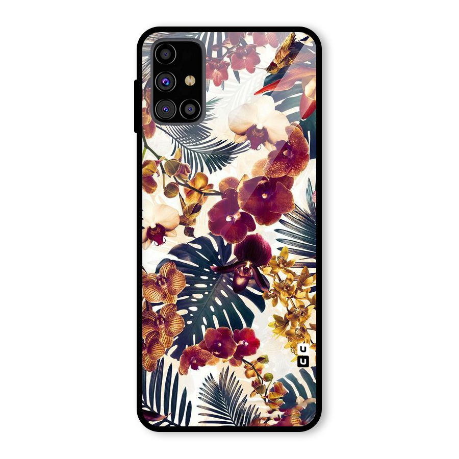Vintage Rustic Flowers Glass Back Case for Galaxy M31s
