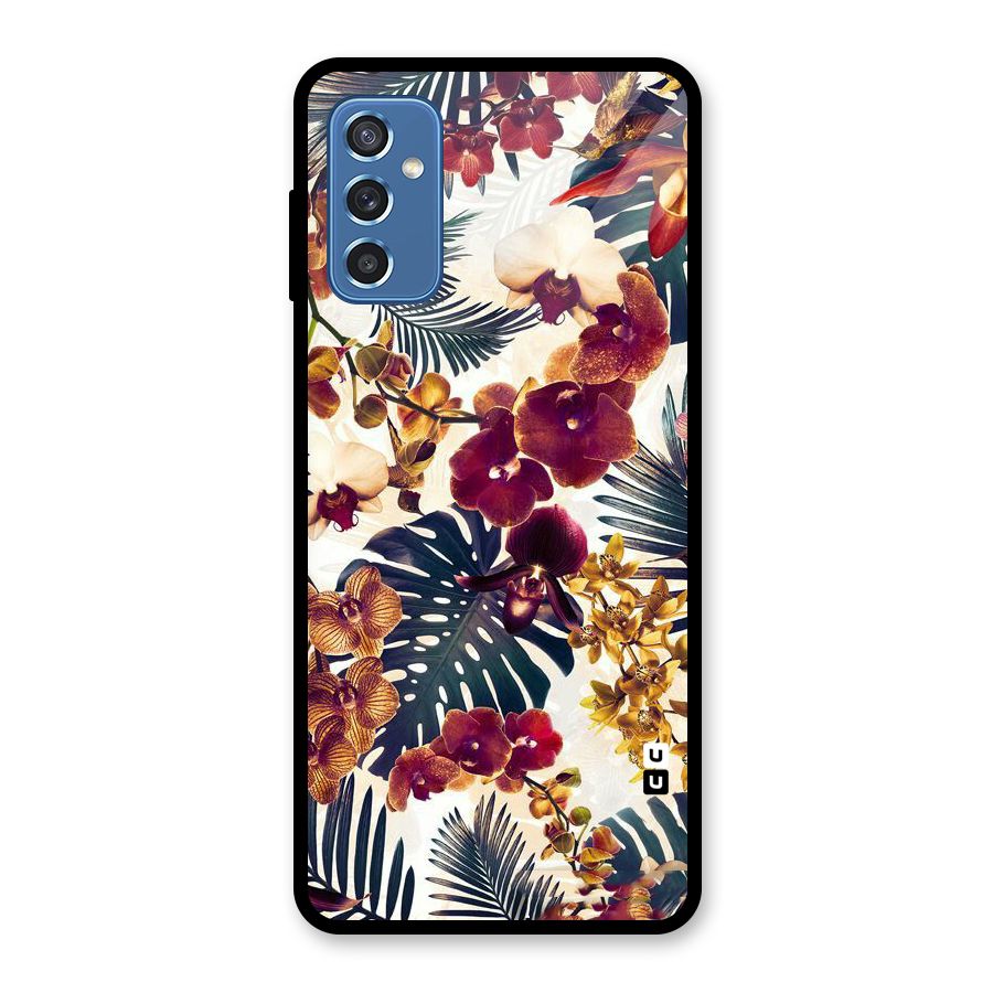Vintage Rustic Flowers Glass Back Case for Galaxy M52 5G