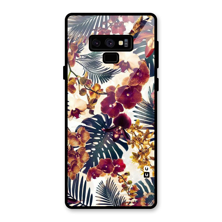 Vintage Rustic Flowers Glass Back Case for Galaxy Note 9