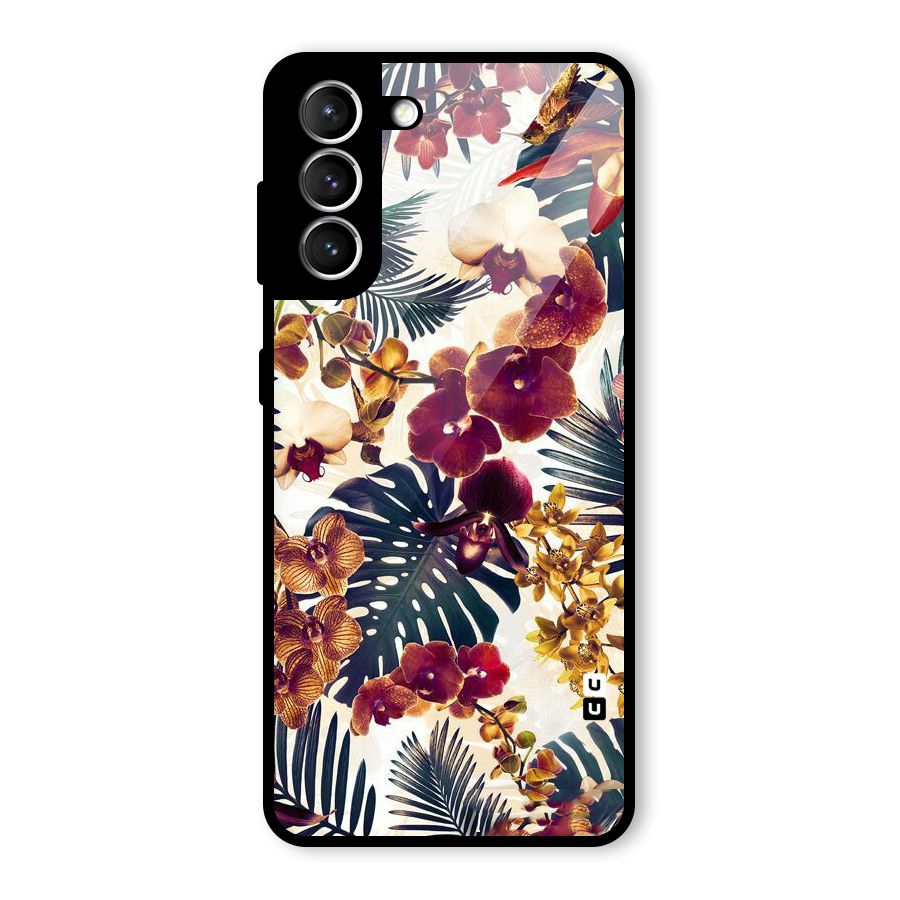 Vintage Rustic Flowers Glass Back Case for Galaxy S21 5G