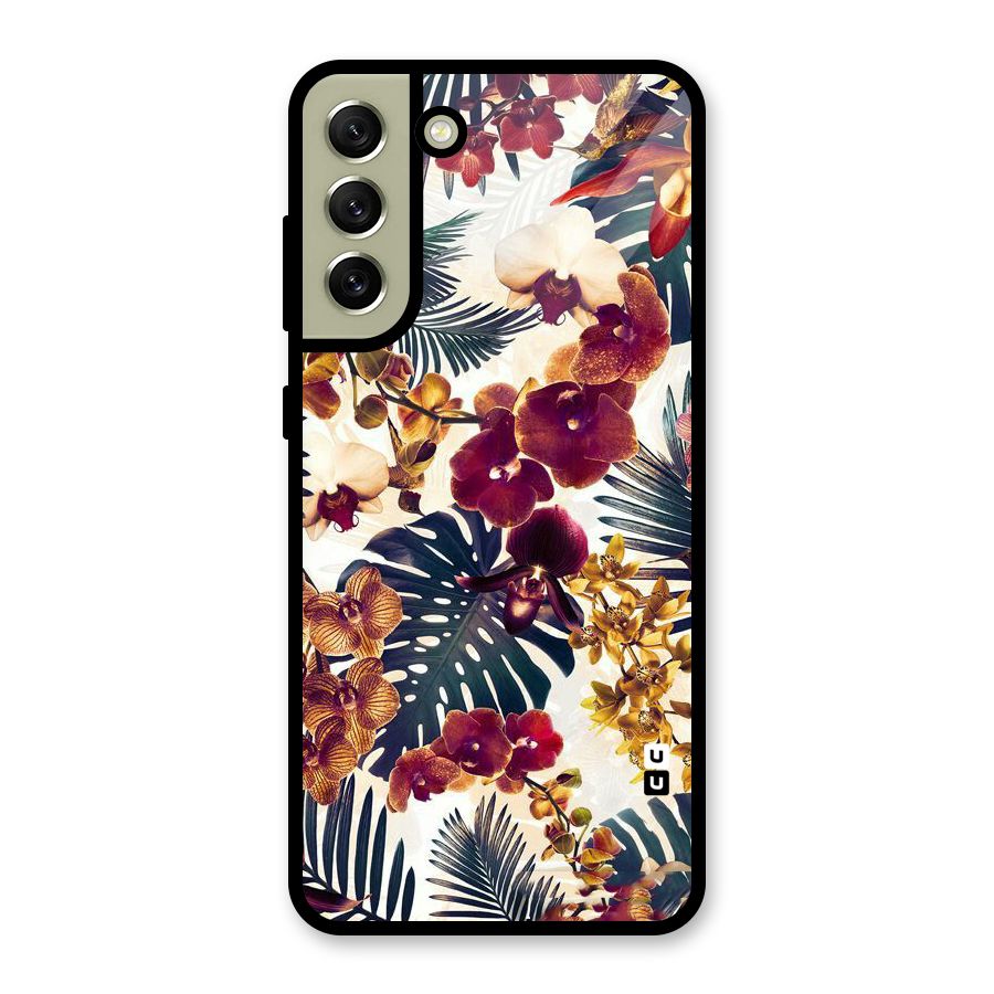 Vintage Rustic Flowers Glass Back Case for Galaxy S21 FE 5G