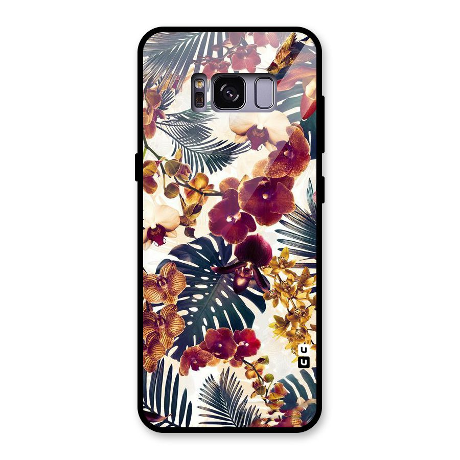 Vintage Rustic Flowers Glass Back Case for Galaxy S8