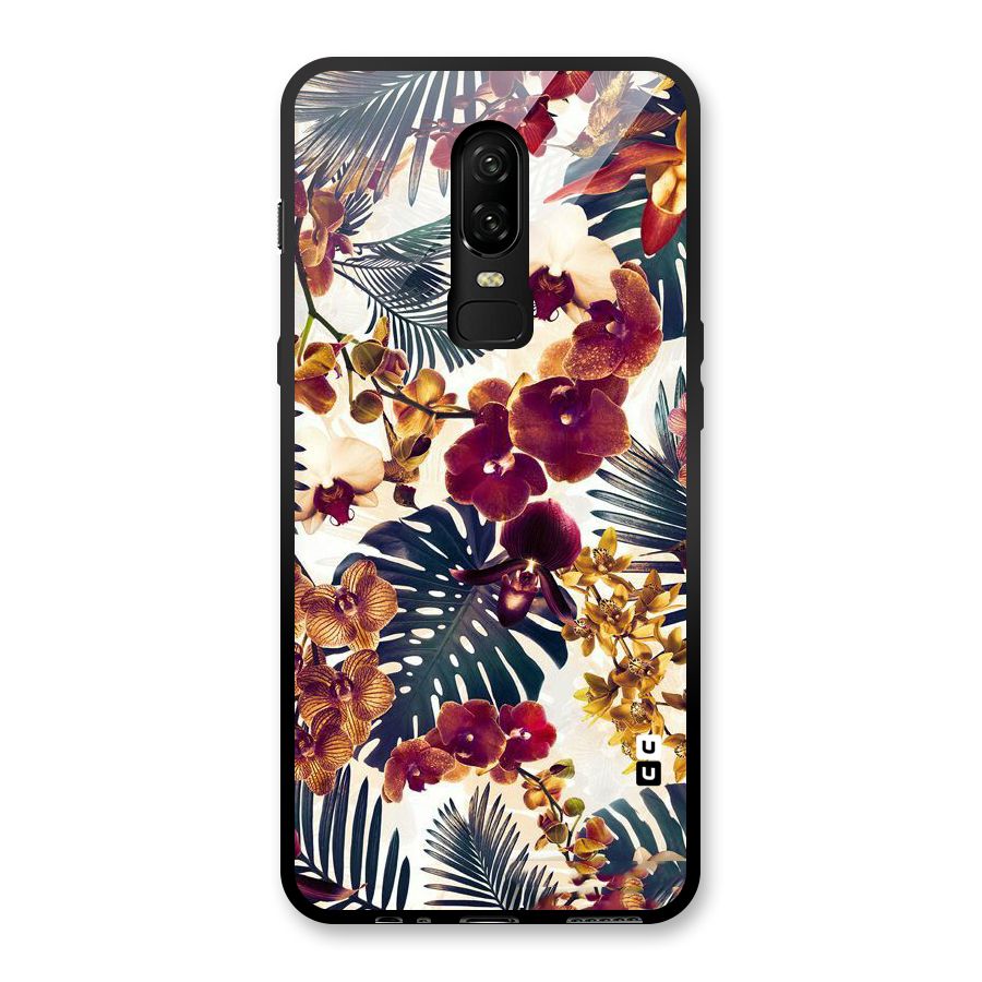 Vintage Rustic Flowers Glass Back Case for OnePlus 6