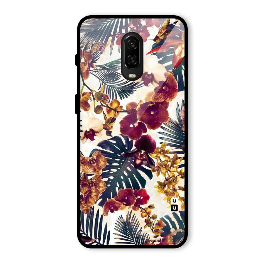 Vintage Rustic Flowers Glass Back Case for OnePlus 6T