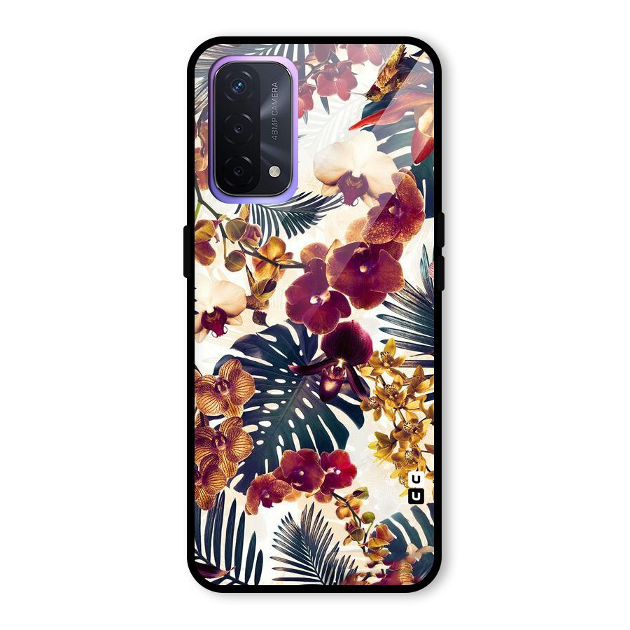 Vintage Rustic Flowers Glass Back Case for Oppo A74 5G