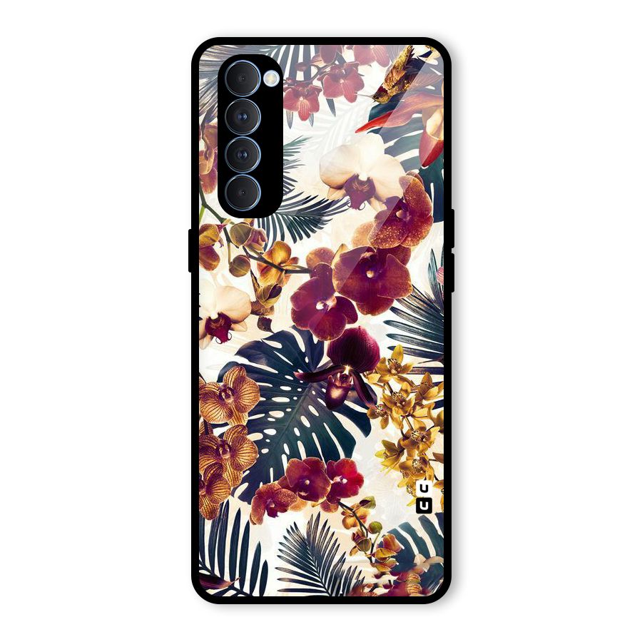 Vintage Rustic Flowers Glass Back Case for Oppo Reno4 Pro