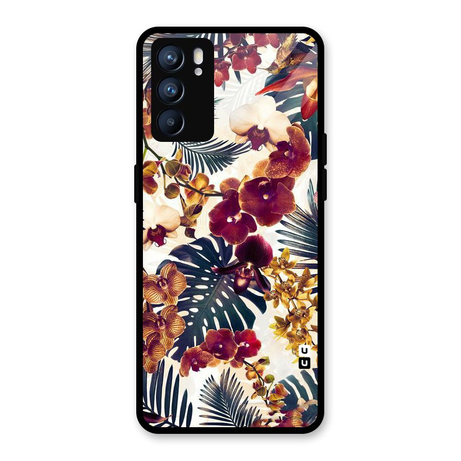 Vintage Rustic Flowers Glass Back Case for Oppo Reno6 5G