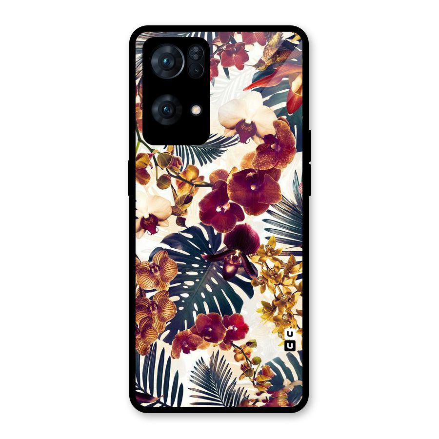 Vintage Rustic Flowers Glass Back Case for Oppo Reno7 Pro 5G